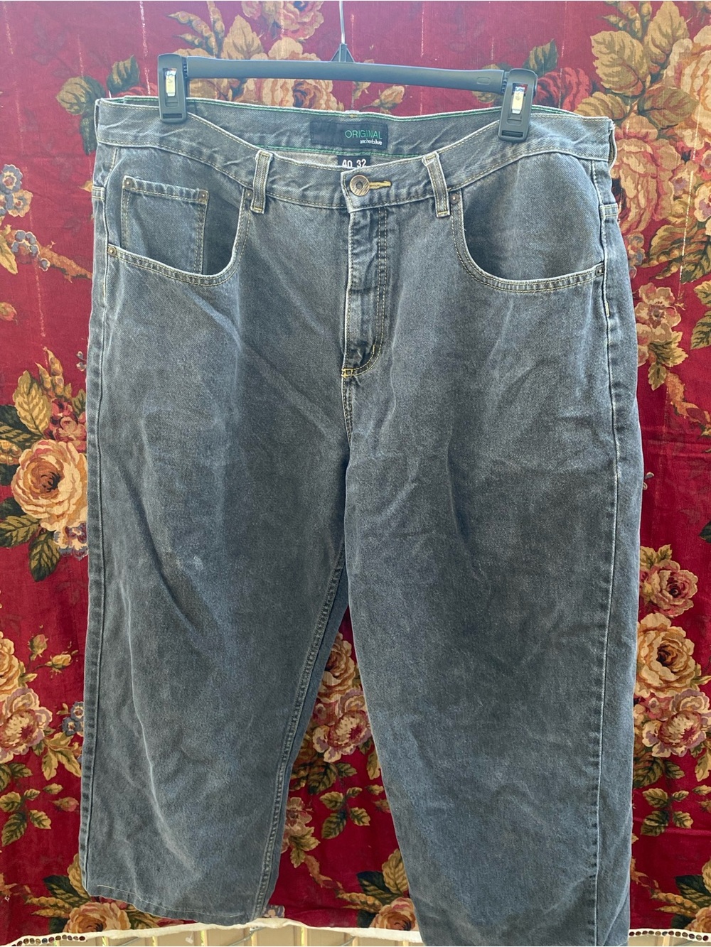 anchor blue Men's Y2K Washed Gray Relaxed Jeans